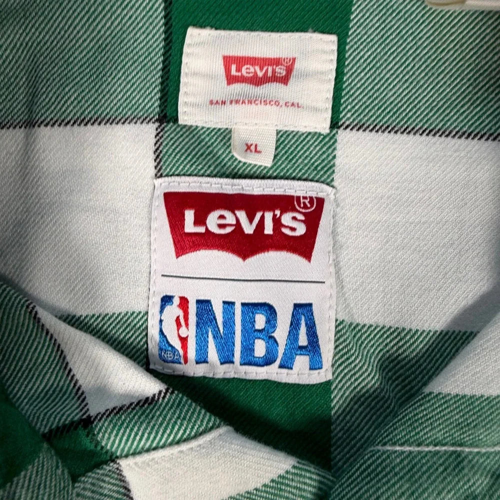 Levis x NBA Boston Celtics Western Flannel Shirt Green Plaid Mens XL #4433